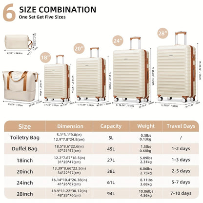 Luggage Set – 6 Piece, 28 Inch, TSA Lock, Expandable – detail view 3