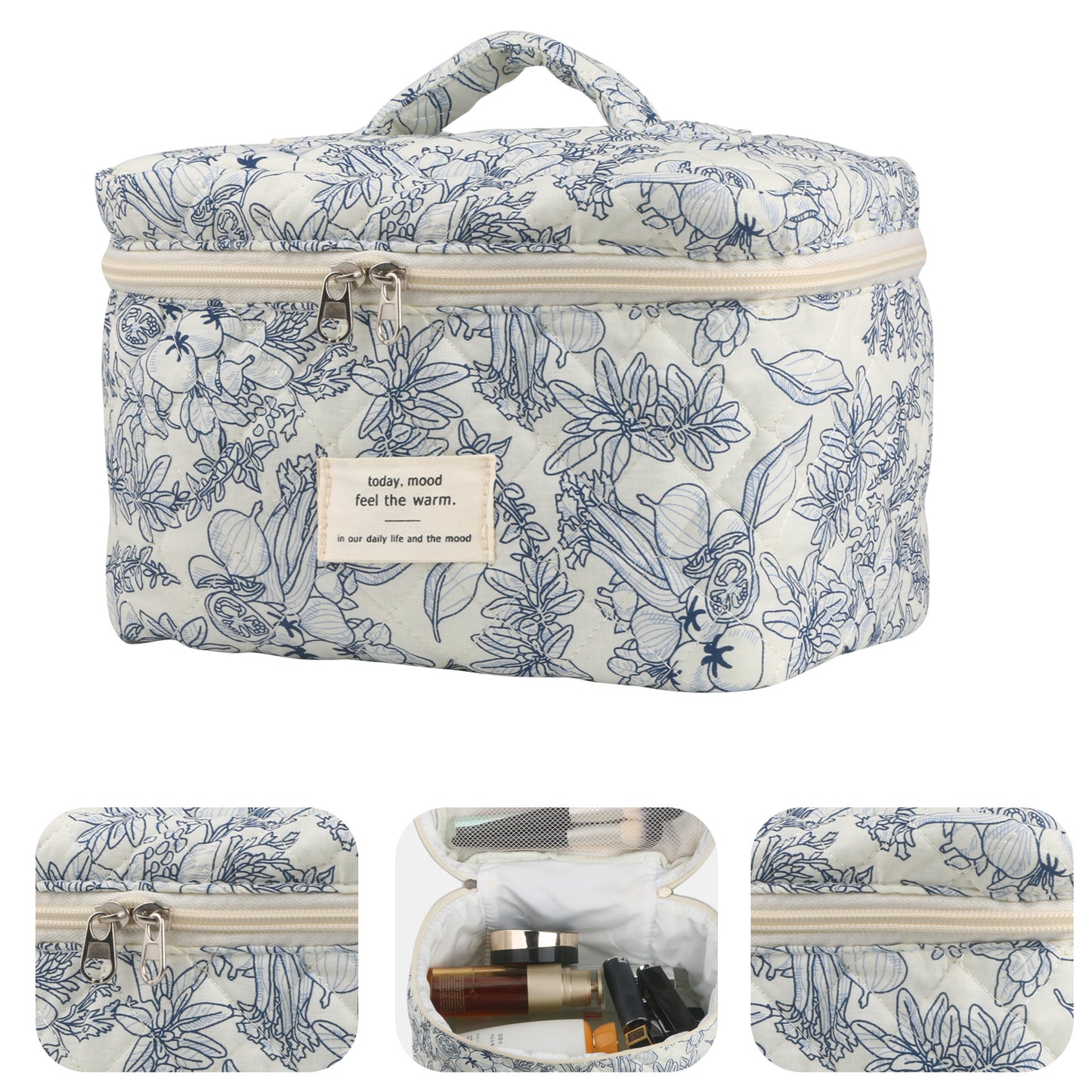 Travel Makeup Bag – 2-Piece, Quilted, Large Capacity, for Travel – detail view 13