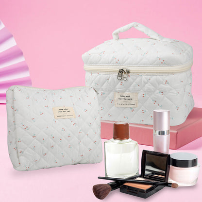 Travel Makeup Bag – 2-Piece, Quilted, Large Capacity, for Travel – detail view 2