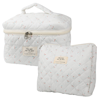 Travel Makeup Bag – 2-Piece, Quilted, Large Capacity, for Travel – front view