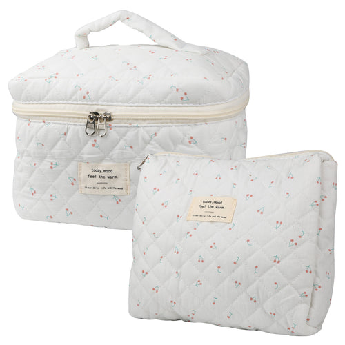 Travel Makeup Bag – 2-Piece, Quilted, Large Capacity, for Travel – front view