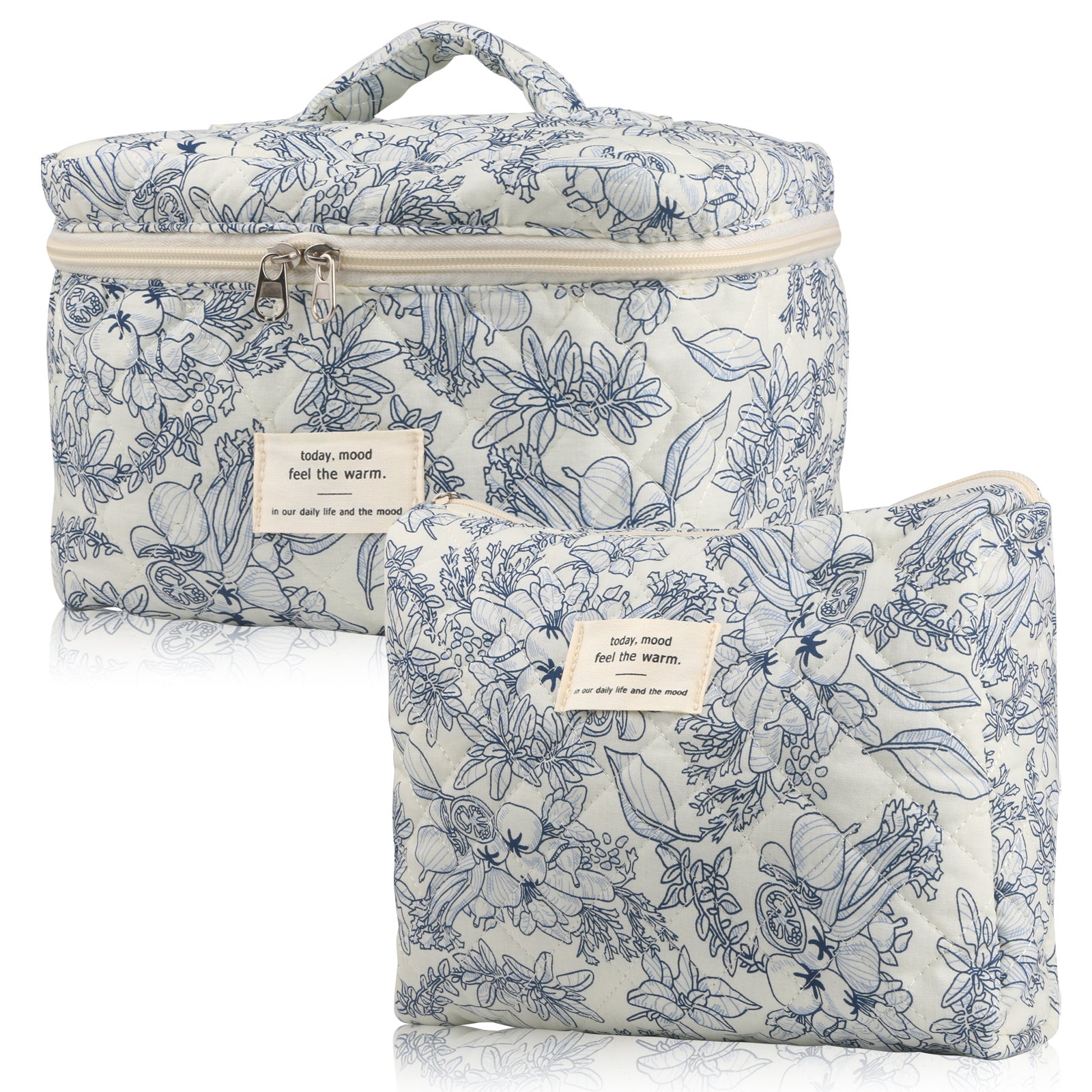 Travel Makeup Bag – 2-Piece, Quilted, Large Capacity, for Travel – detail view 12