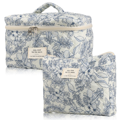 Travel Makeup Bag – 2-Piece, Quilted, Large Capacity, for Travel – detail view 12