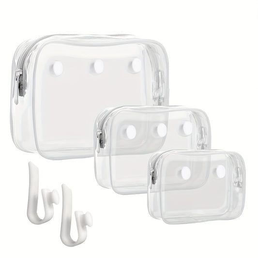 Travel Makeup Bag – 3 Pack, Clear, Transparent, for Travel – front view