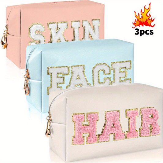 Travel Makeup Bag – 3-Piece, for Travel & Everyday Use – front view