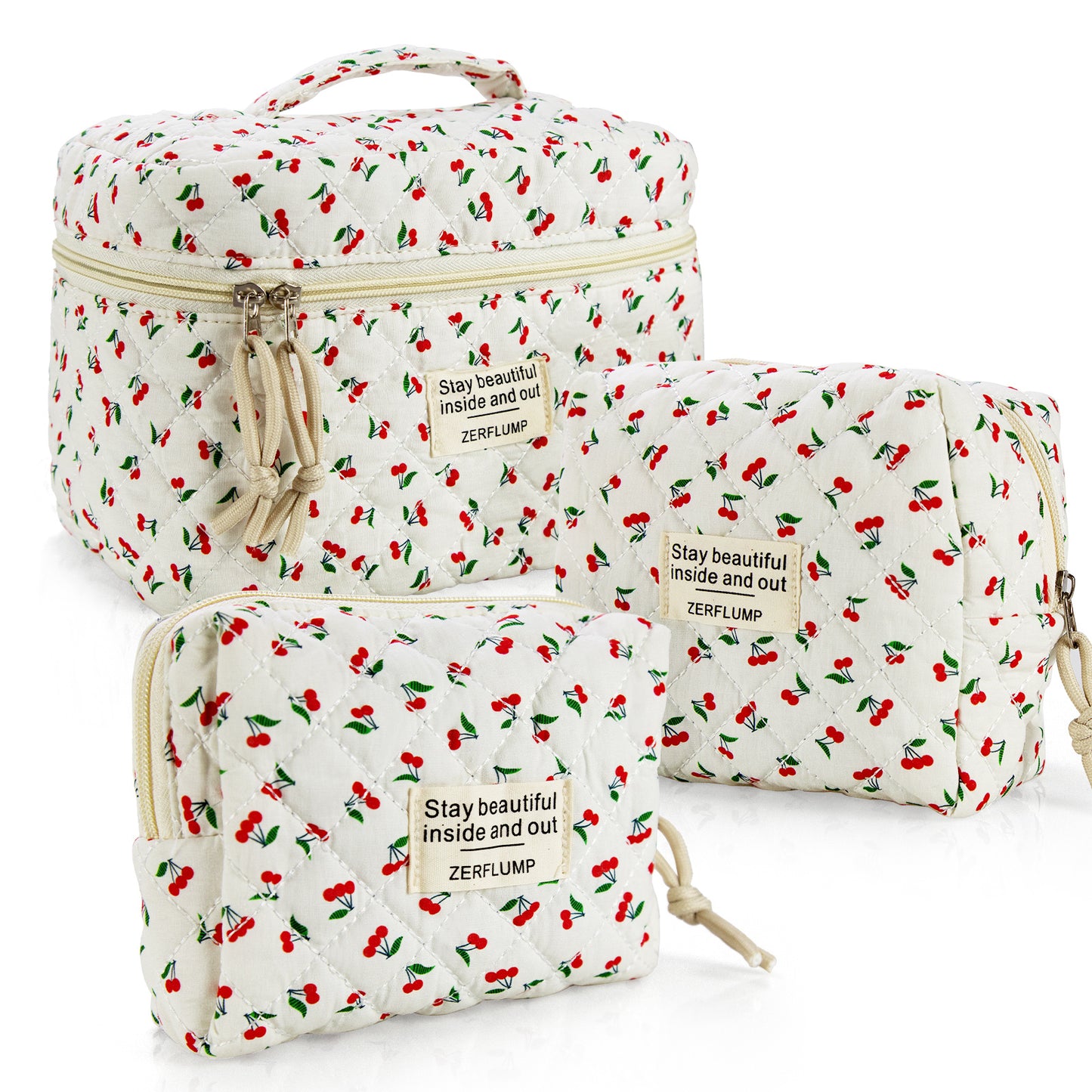 Travel Makeup Bag – 3 Piece, Quilted, for Travel – detail view 26