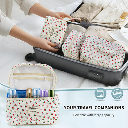 Travel Makeup Bag – 3 Piece, Quilted, for Travel – detail view 30