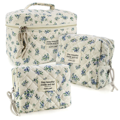 Travel Makeup Bag – 3 Piece, Quilted, for Travel – detail view 13