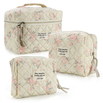 Travel Makeup Bag – 3 Piece, Quilted, for Travel – detail view 19