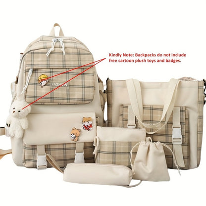 Travel Makeup Bag – 5-Piece, Canvas, Large Capacity, for Travel & School – detail view 3