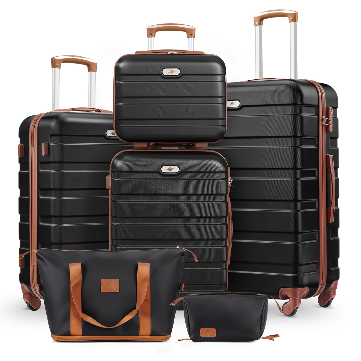 Travel Makeup Bag – 6-Piece, Lightweight, Expandable, Spinner Wheels – detail view 12