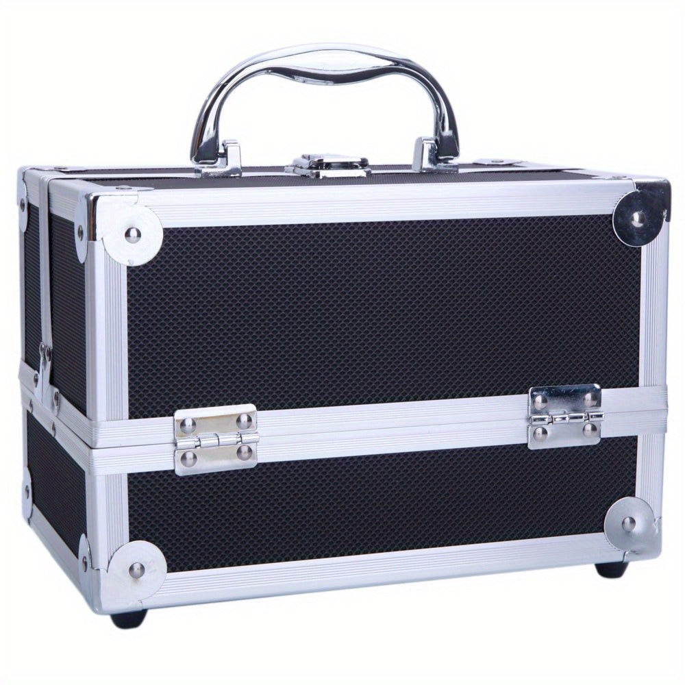Travel Makeup Bag – Aluminum Makeup Train Case Mirror – detail view 6