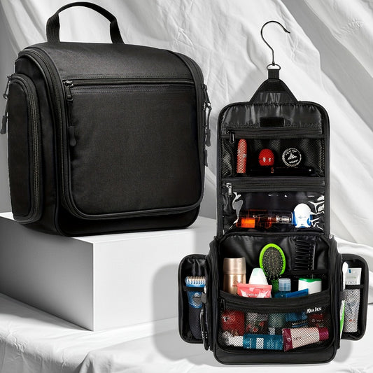 Travel Makeup Bag – for Travel, Hanging Toiletry Metal Rotating Hook – front view