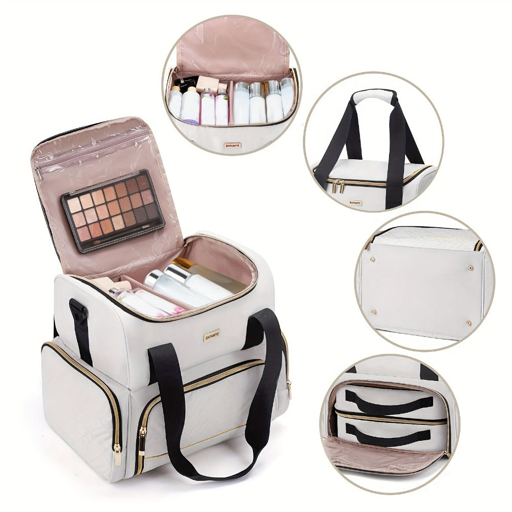 Travel Makeup Bag – for Travel, Large Double Layer Makeup Organizer – detail view 12