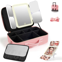 Pink - Detachable Tri-fold Lighted Mirror