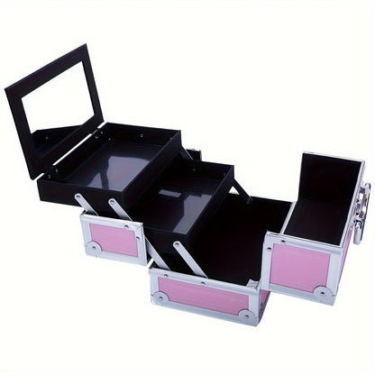 Travel Makeup Bag – Foldable, Aluminum Makeup Train Case Mirror – detail view 9