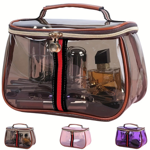 Travel Makeup Bag – Large Capacity, Transparent, Clear, Waterproof – front view