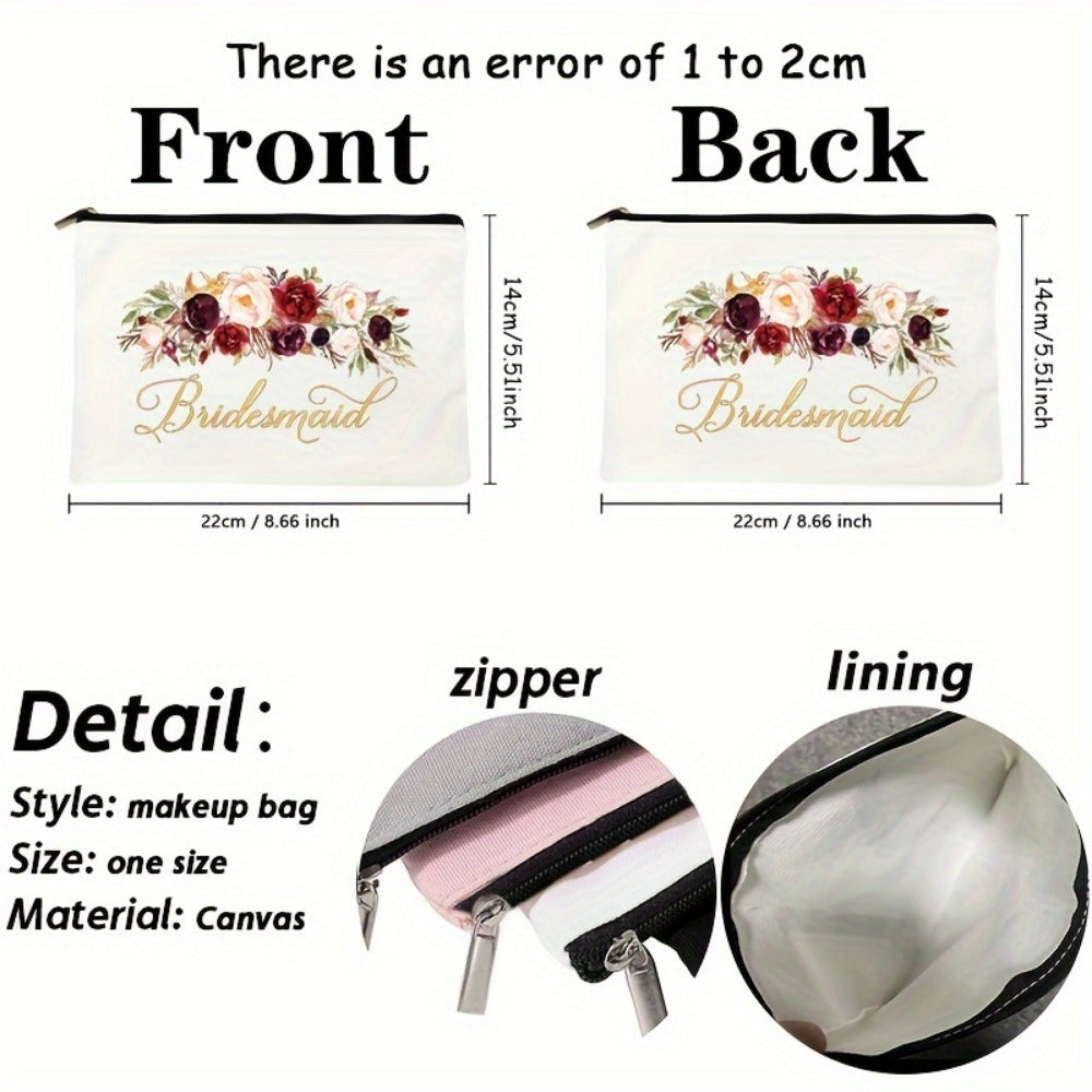 Travel Makeup Bag – Lightweight, Floral Bridesmaid Makeup Zipper Machine – detail view 10