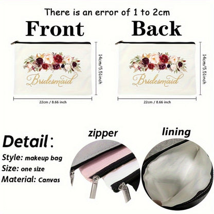 Travel Makeup Bag – Lightweight, Floral Bridesmaid Makeup Zipper Machine – detail view 10