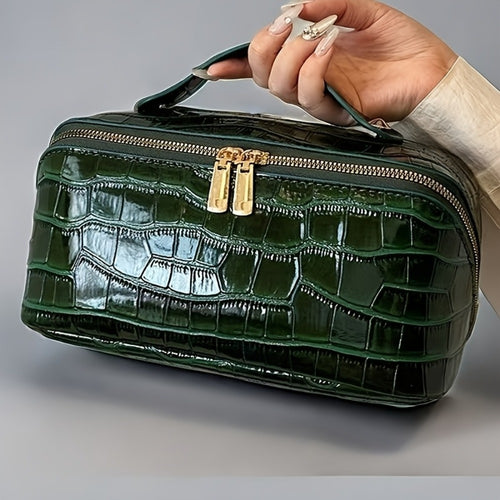 Travel Makeup Bag – PU Leather, Large Capacity, for Travel – front view