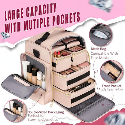 Travel Makeup Bag – for Travel, Multifunctional Makeup Case Removable Inner – detail view 2