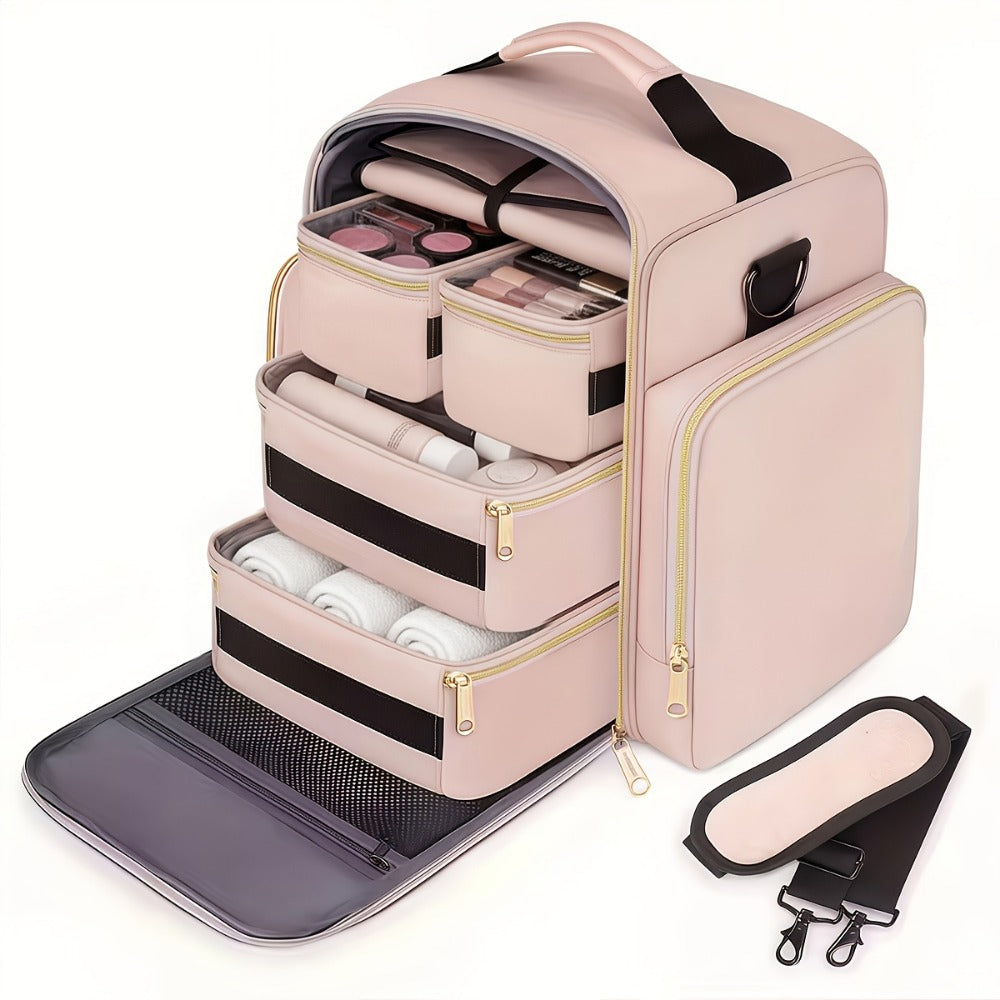 Travel Makeup Bag – for Travel, Multifunctional Makeup Case Removable Inner – detail view 3