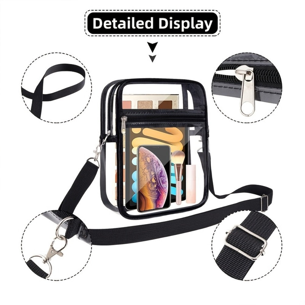 Men's Crossbody Bag – Clear, Adjustable Strap, Transparent – detail view 8