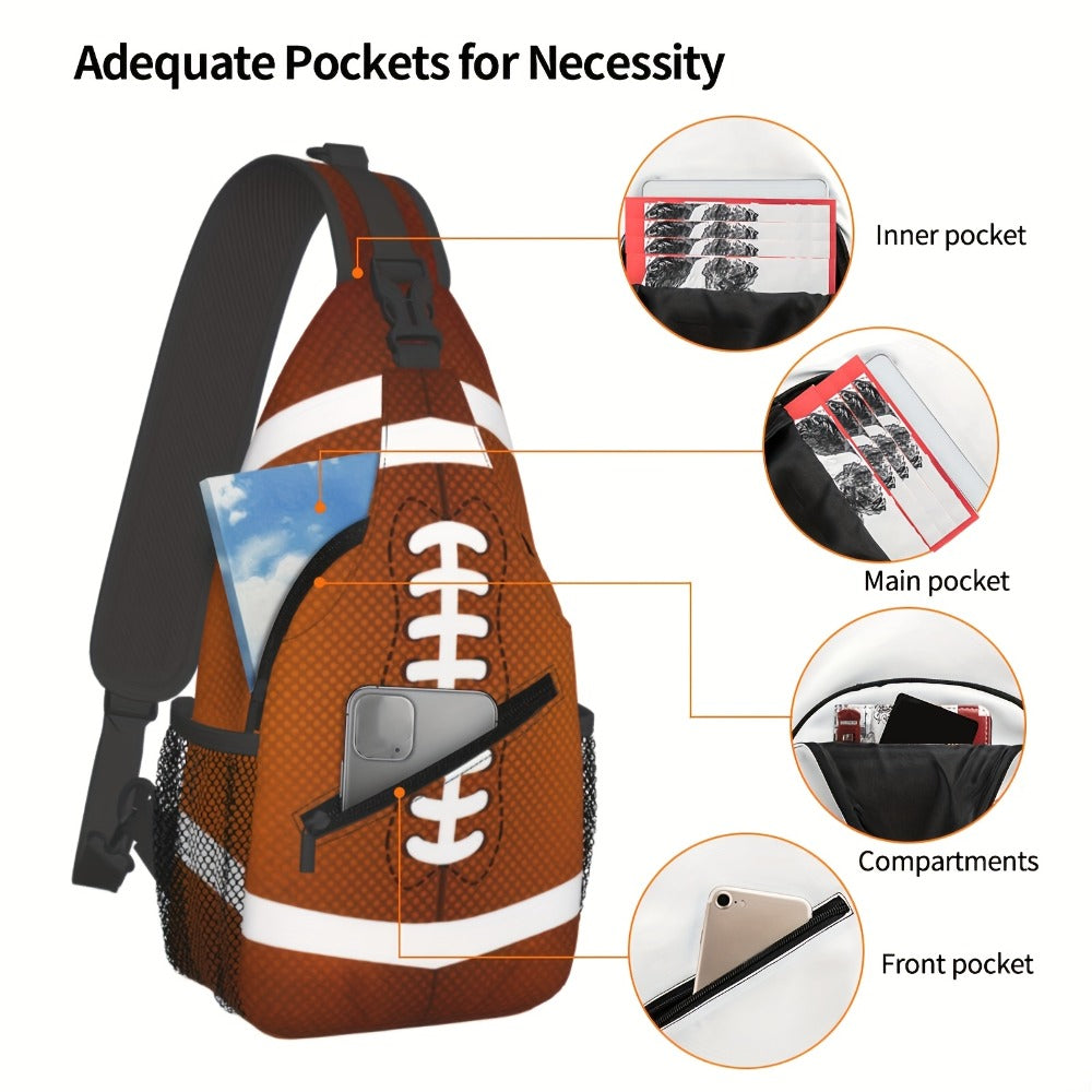 Men's Crossbody Bag – for Everyday Use, Football Print American Football Rugby – detail view 3