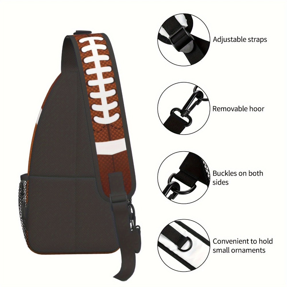 Men's Crossbody Bag – for Everyday Use, Football Print American Football Rugby – detail view 4