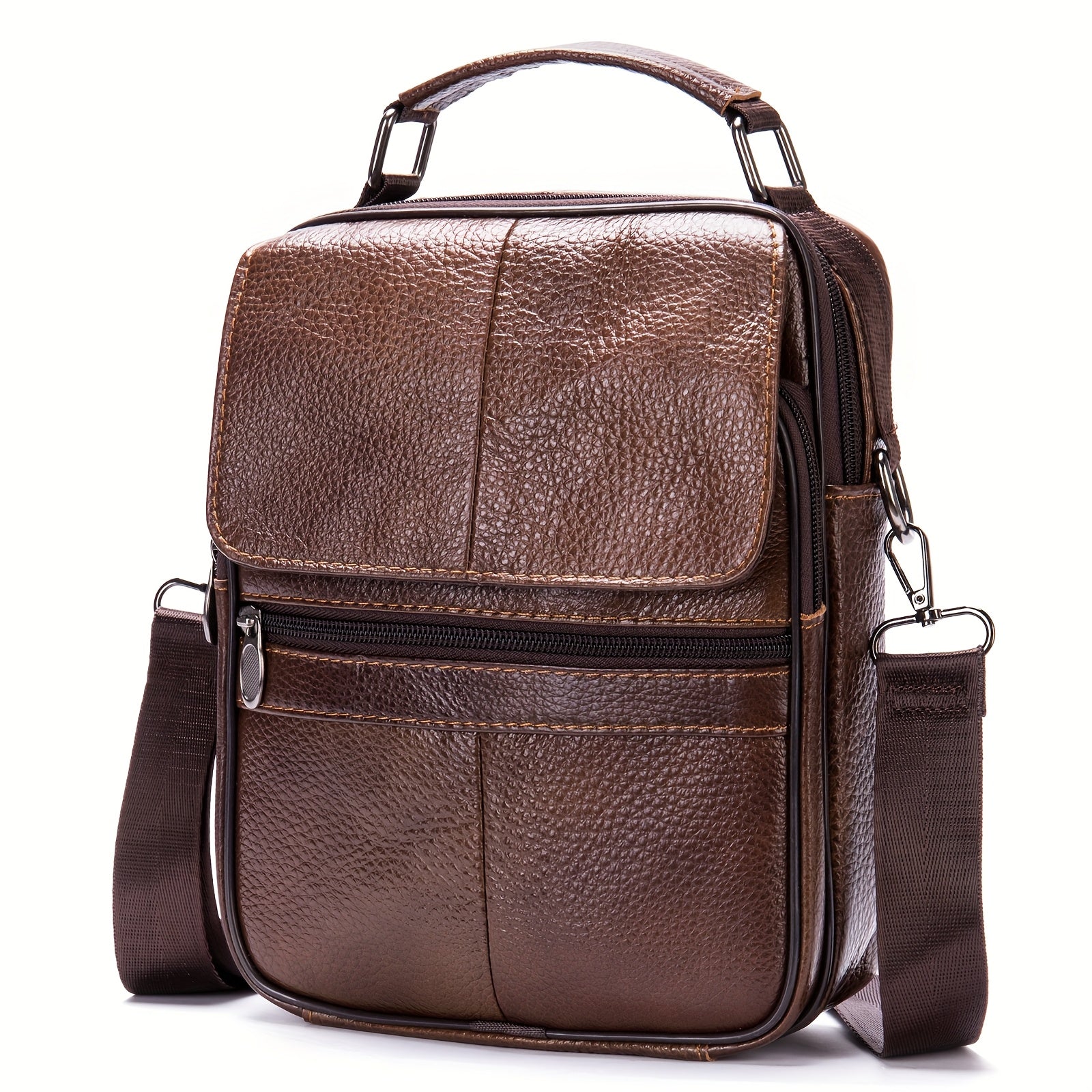 Men's Crossbody Bag – Genuine Leather, Large Capacity, for Travel & Work – front view - product view 21