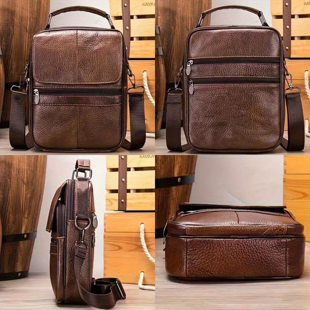 Men's Crossbody Bag – Genuine Leather, Large Capacity, for Travel & Work – detail view 4