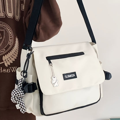 Men's Crossbody Bag – Polyester, Large Capacity, for Travel & Work – front view