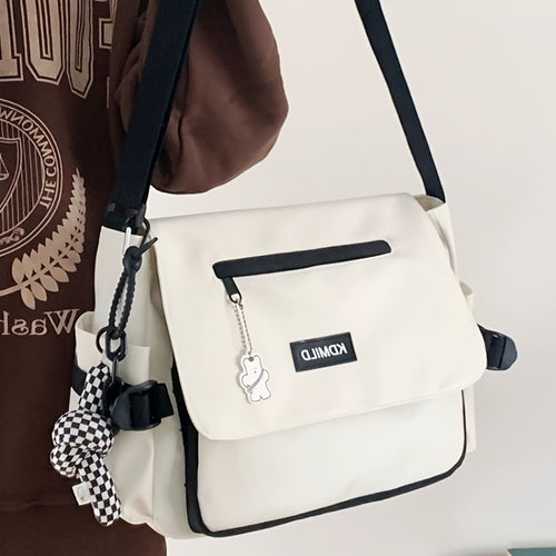 Men's Crossbody Bag – Polyester, Large Capacity, for Travel & Work – front view