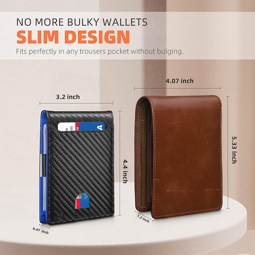 Men's Wallet – 2in, Genuine Leather, RFID Blocking, Anti-Theft – front view