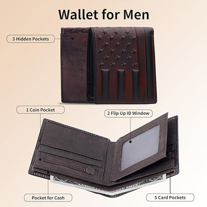 Men's Wallet – American Flag Embossed Leather Rfid – detail view 5