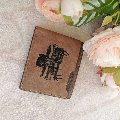 Men's Wallet – for Everyday Use, Deer Pattern Laser Engraved Slim – detail view 3