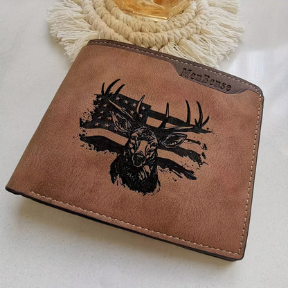 Men's Wallet – for Everyday Use, Deer Pattern Laser Engraved Slim – detail view 7