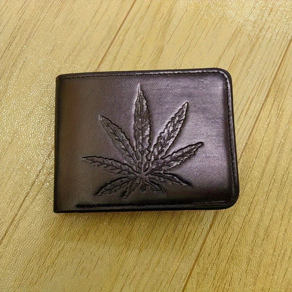 Men's Wallet – for Everyday Use, Leaf Design Bifold Faux Leather – detail view 9