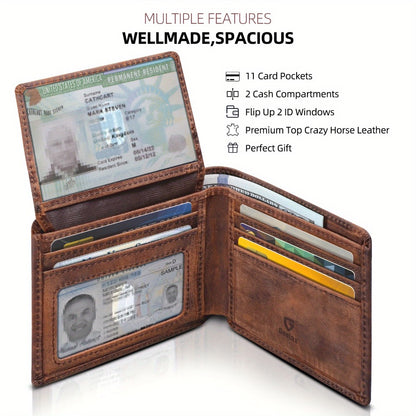 Men's Wallet – Genuine Leather, Large Capacity – front view