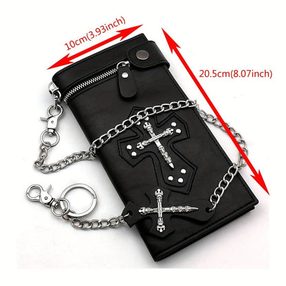 Men's Wallet – Gothic Skull Cross Embossed Leather – detail view 2