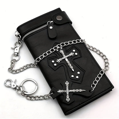 Men's Wallet – Gothic Skull Cross Embossed Leather – detail view 5