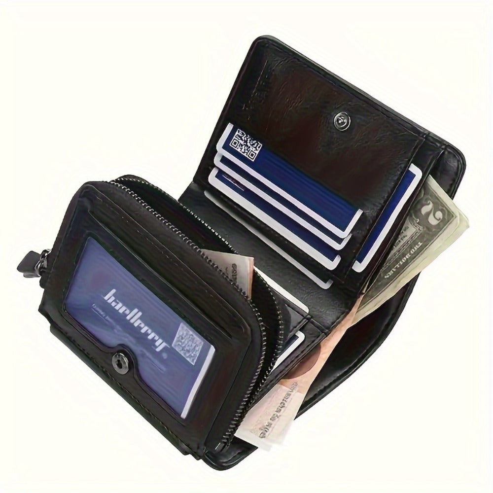 Men's Wallet – Polyester, Vintage Trifold Buckle Unisex Card – alternate view