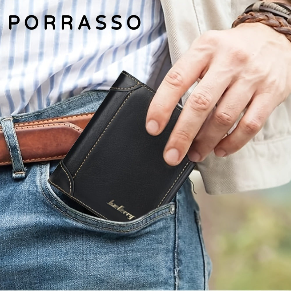 Men's Wallet – Polyester, Vintage Trifold Buckle Unisex Card – front view