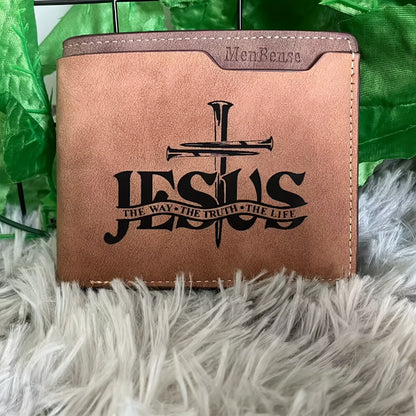 Men's Wallet – Religious Figure Slim Bifold Faux – detail view 2