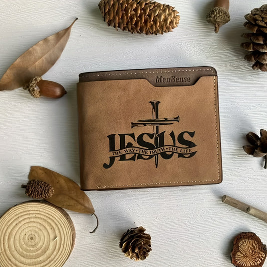Men's Wallet – Religious Figure Slim Bifold Faux – front view