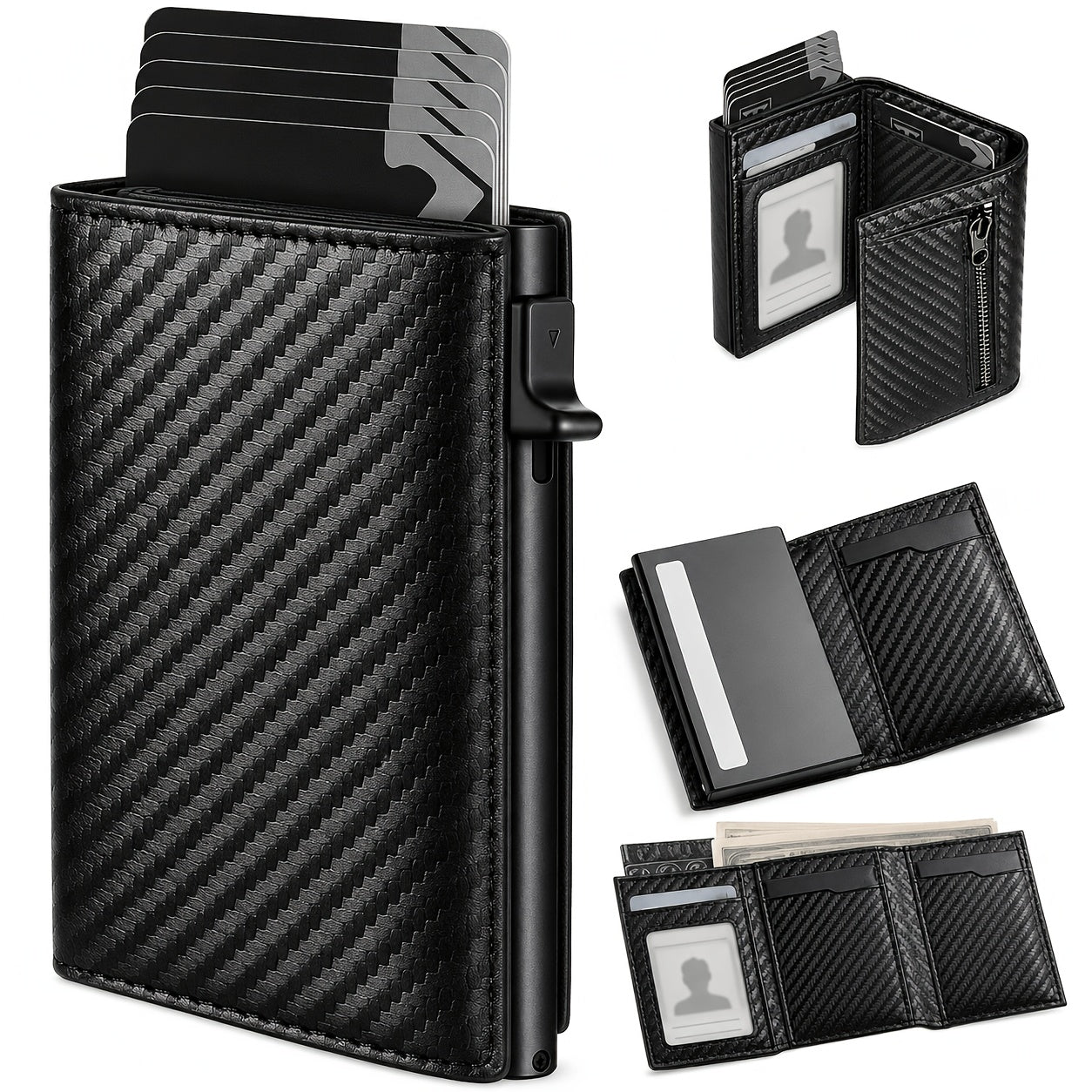Men's Wallet – RFID Blocking, Airtag Compatible Carbon Fiber Pop – detail view 10