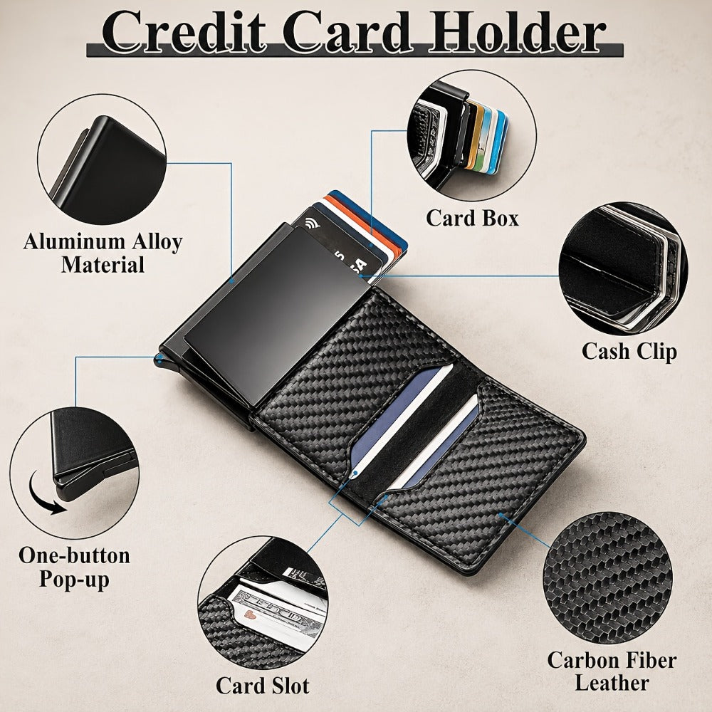 Men's Wallet – RFID Blocking, Airtag Compatible Carbon Fiber Pop – detail view 3