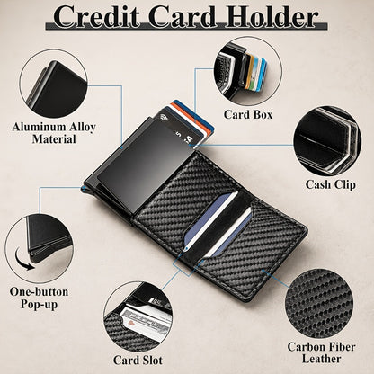 Men's Wallet – RFID Blocking, Airtag Compatible Carbon Fiber Pop – detail view 3