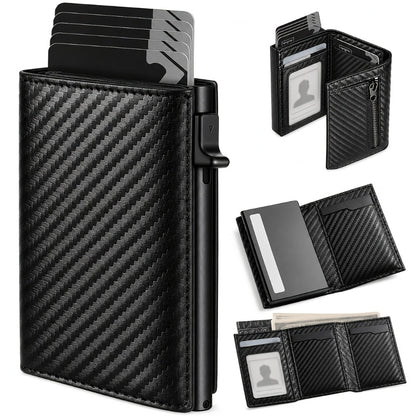 Men's Wallet – RFID Blocking, Airtag Compatible Carbon Fiber Pop – front view