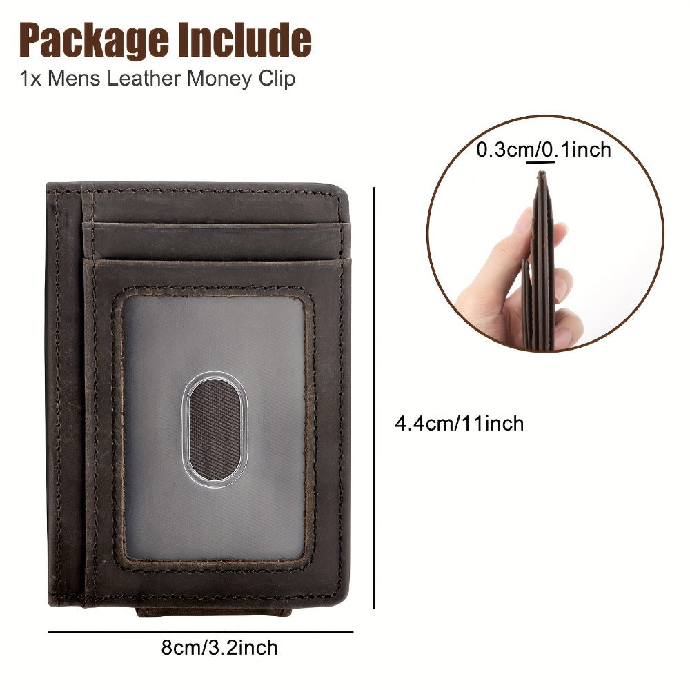 Men's Wallet – RFID Blocking, Crazy Horse Leather Magnetic Money – detail view 2